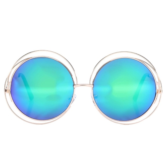 Oversized Mirrored Double Wire Frame Halo Sunnies - Picture 4 of 4